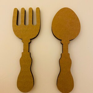 Colher de papelão e formato de garfo - recorte. Decoração de casa e festa, arte de parede, sinalização, decoração de festa, projetos DIY, tamanhos diferentes.