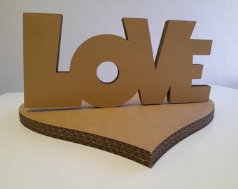 LOVE - cardboard cutout, free standing and no, home decor, wall art, party decorations, different sizes, white or brown. For DIY projects.