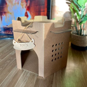 Cardboard Cat's House Hexagon. Modern style. For bigger cats. Personalized cat's house. Pet house. Cardboard furniture. image 3