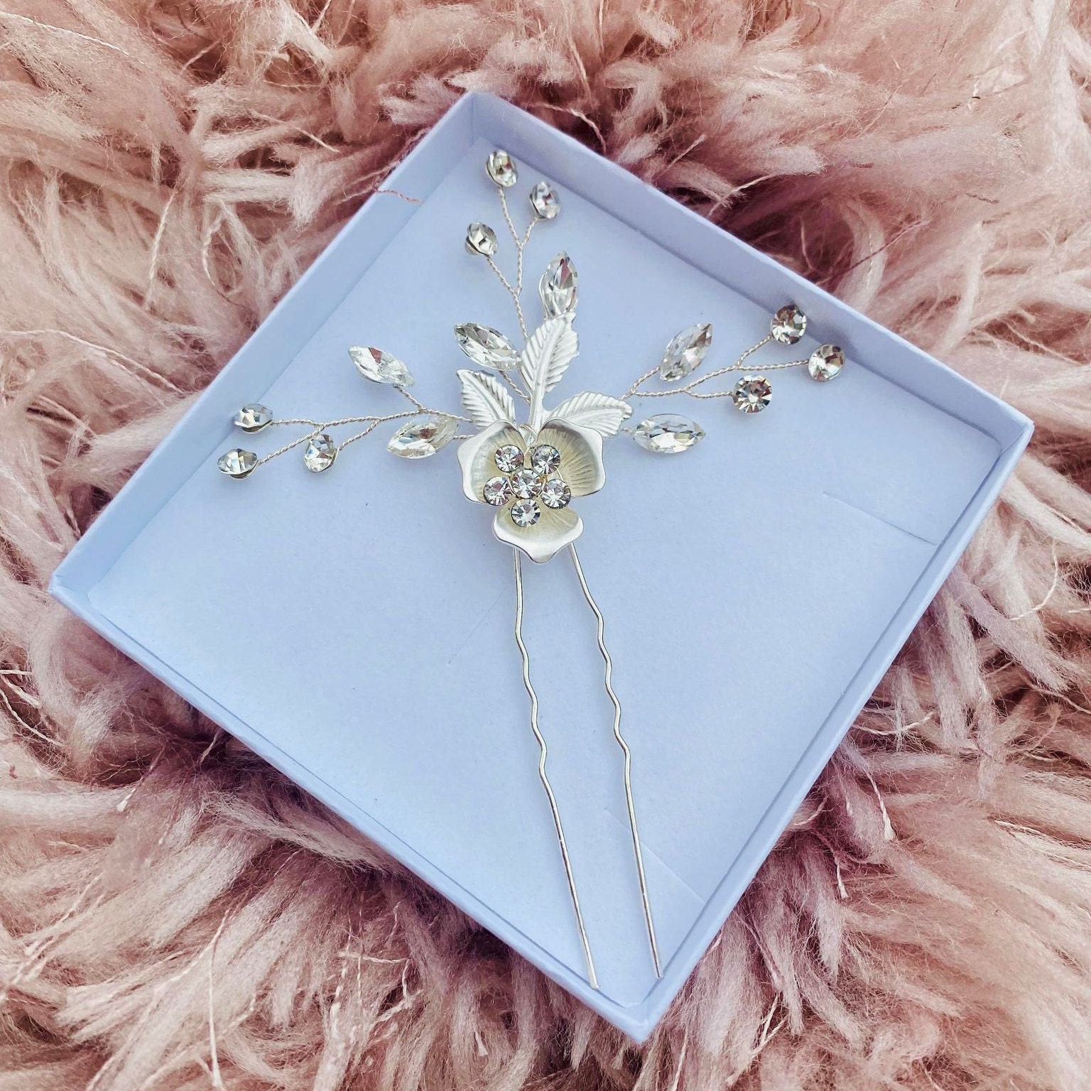 Silver Wedding Hair Pins UK Bridal Hair Accessories Clips Rhinestone