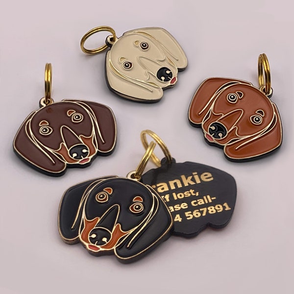 Médaille d'identification personnalisée pour chien teckel