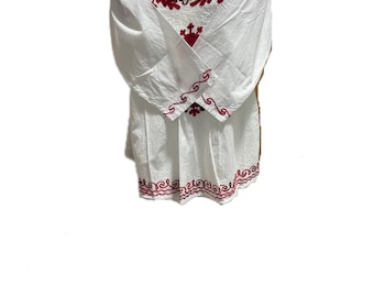 Hand Embroidered Traditional Chikankari Indian 100 % Cotton Maxi Kurti Kurta Tunic Kameez Women Shirt V Neck Summer Casual Spring Top Blouse