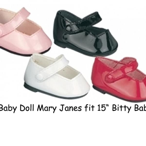 Patent Mary Janes in Black, Red, White, Pink for American Girl's 15 inch Bitty Baby Doll Shoes LovvbuggToo