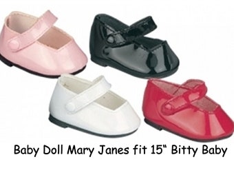 Patent Mary Janes in Black, Red, White, Pink for American Girl's 15 inch Bitty Baby Doll Shoes LovvbuggToo