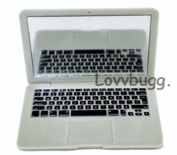Silver Laptop School Supplies for 18 inch American Girl or Bitty Baby or Baby Born Doll Accessory