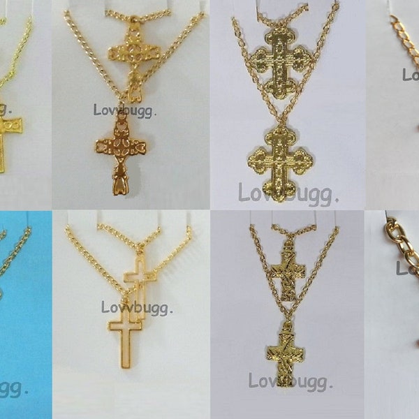 Gold Cross Necklaces for 18 inch American Girl Doll OR Choose Matching Sets for Child and Girl or Baby Doll