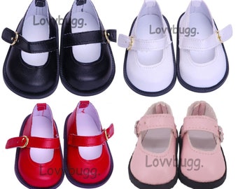 Matte Mary Janes Black, Red, White, Pink for 18 inch American Girl or Bitty Baby or Baby Born Doll Shoes LovvbuggToo
