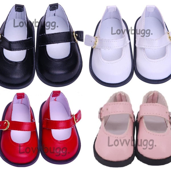 Matte Mary Janes Black, Red, White, Pink for 18 inch American Girl or Bitty Baby or Baby Born Doll Shoes LovvbuggToo