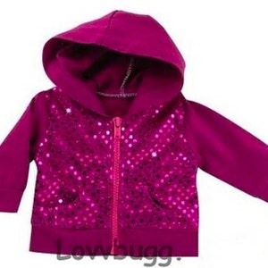 Hoodie for 18in American Girl or Boy Dolls Black Leather Jacket Pink ...
