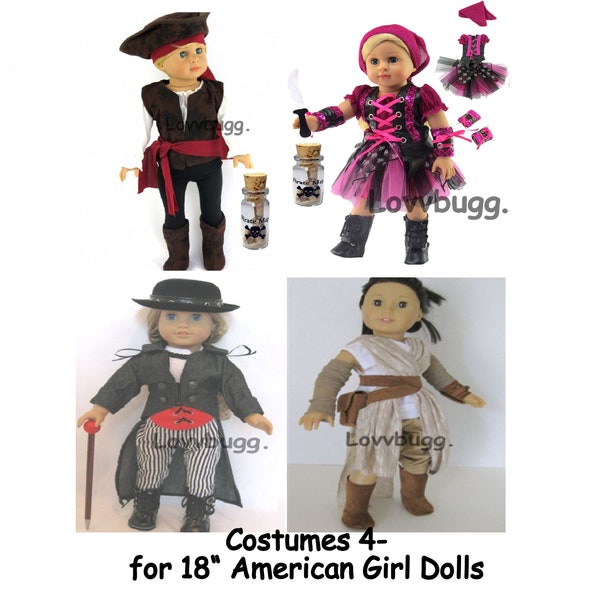 Gruppe 4 Kostüme---SCHATZKARTE! Piraten Freibeuter Punk Lila Wild West Dandy Rey Star Wars - für American Girl 18 "Puppenkleidung