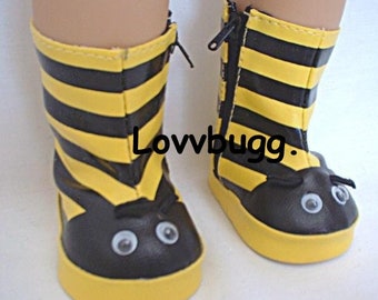 Bumblebee Rain Boots for American Girl 18 inch or Bitty Baby or Baby Born Doll Bad Weather Gear Clothes Accessory