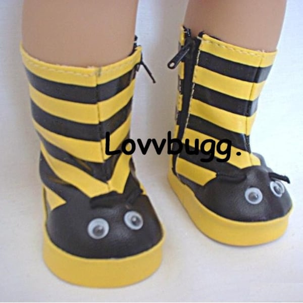 Bumblebee Rain Boots for American Girl 18 inch or Bitty Baby or Baby Born Doll Bad Weather Gear Clothes Accessory