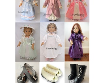 Repro Elizabeth Clothes Dress Shoes for 18 inch American Girl Doll Tea Lesson Horseback Riding Habit Nightgown Summer Party Gown Lovvbugg