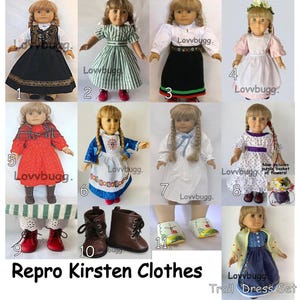 Repro Kirsten Clothes Dress Shoes Boots for 18&quot; American Girl Doll Dirndl Summer Winter Birthday School Baking Gown Midsummer & Basket Trail