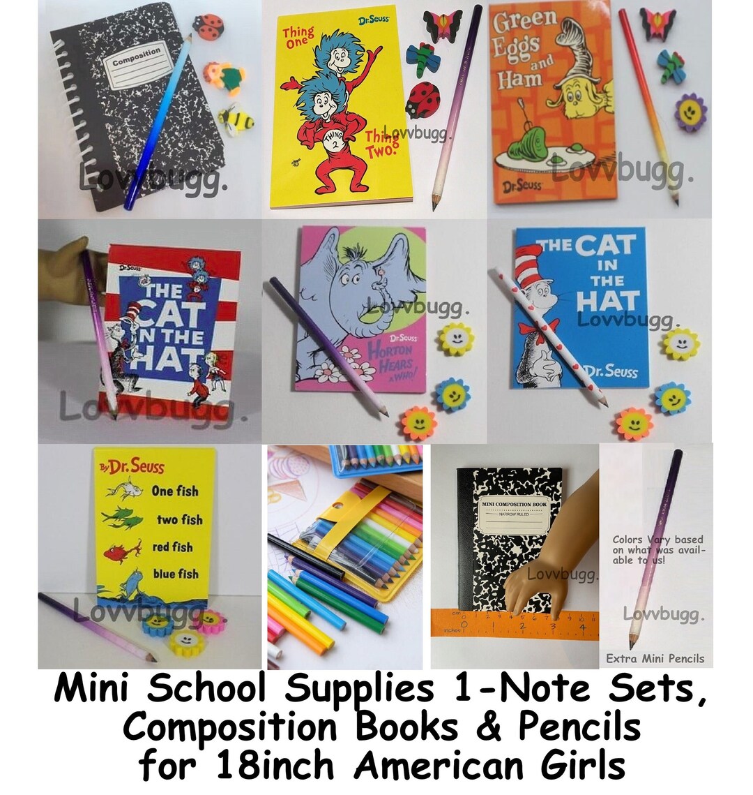 Note Set Mini School Supplies Accessory for 18 American Girl Doll