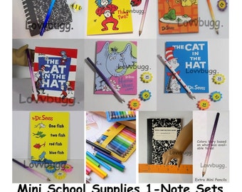 Note Set Mini School Supplies Accessory for 18" American Girl Doll Accessories Seuss Cat Horton Eggs Fish Composition Thing Colored Pencils