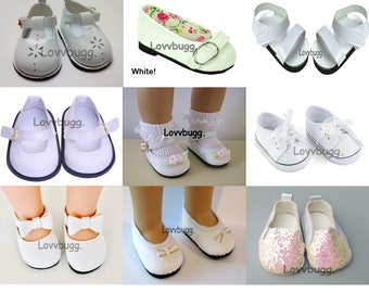 Shoes for Disney Animator Dolls 6cm Slip-on Flats Baby Blue & White US Seller