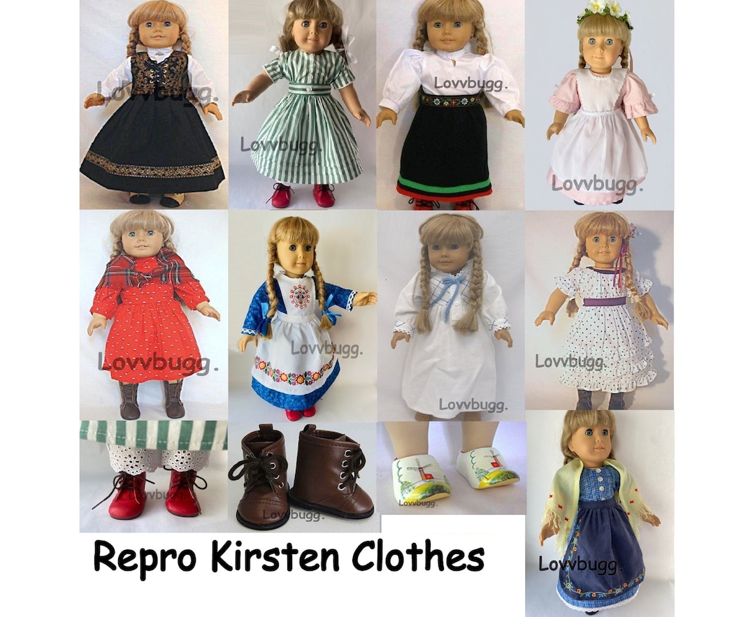 Repro Kirsten Clothes Dress Shoes for 18 inch American Girl Doll Dirndl Summer Winter Birthday School Baking Gown Midsummer Boots Lovvbugg!