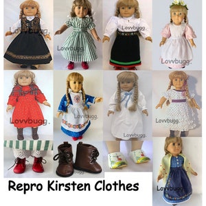 Repro Kirsten Clothes Dress Shoes Boots for 18 American Girl Doll Dirndl Summer Winter Birthday School Baking Gown Midsummer & Basket Trail image 1