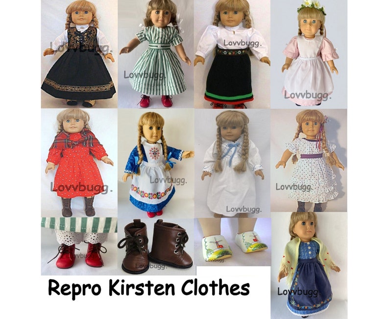 Repro Kirsten Clothes Dress Shoes Boots for 18 American Girl Doll Dirndl Summer Winter Birthday School Baking Gown Midsummer & Basket Trail image 1