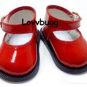 Holiday Red Patent Mary Janes Doll Shoes for 18 inch American Girl or Bitty Baby or Baby Born Doll Shoes LovvbuggToo
