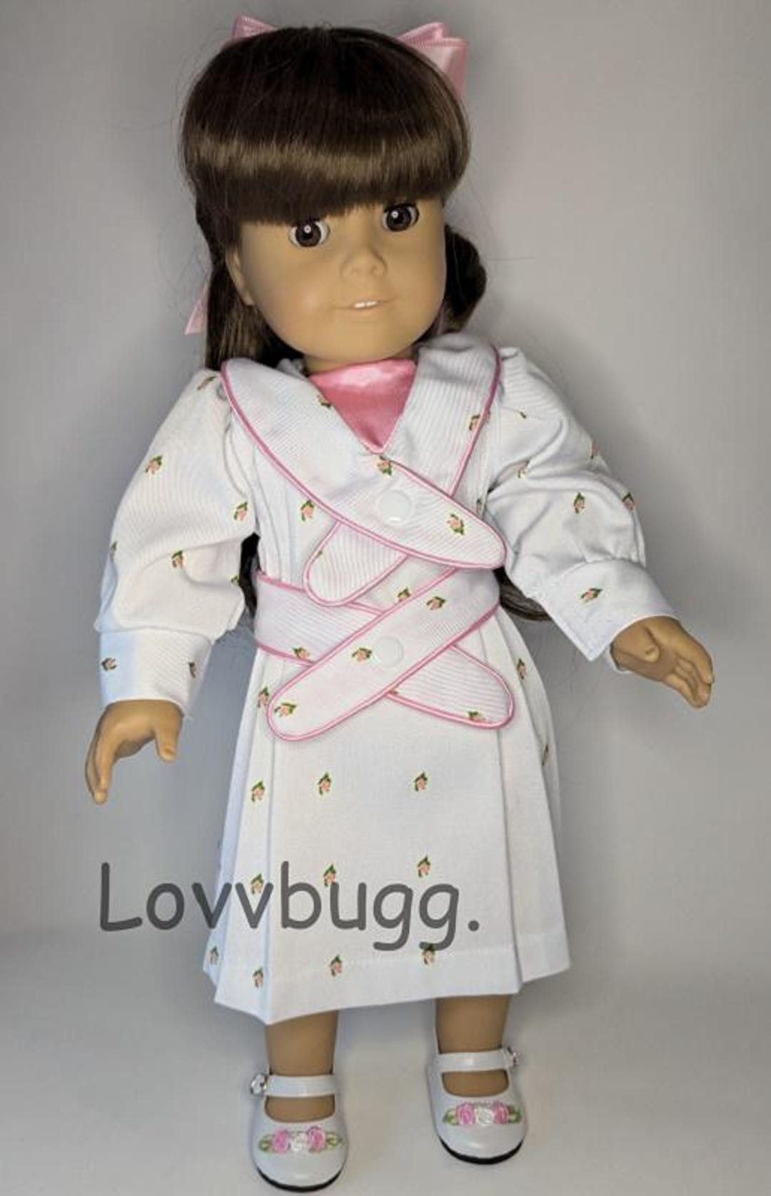Lovvbugg Reproduction Spring Dress With Hairbow for American Girl