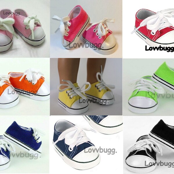 Canvas Sport or Everyday Sneakers Group I FOR 18 inch American Girl or Baby Doll Shoes Yellow Pink Green Orange Black Navy Blue Red