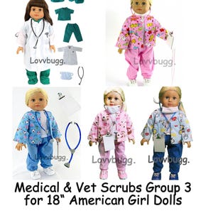 Group 3 Medical Scrubs 18&quot; American Girl Doctor Veterinarian Nurse Doll Clothes, Accessories--& Bitty Baby or Baby Born--for your Lovvbugg!
