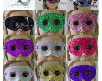 Costume Masks for American Girl 18" Dolls--Halloween Mardi Gras--Silver Superhero Cat, Harlequin Pink Blue Black Green Pink Purple Red Gold