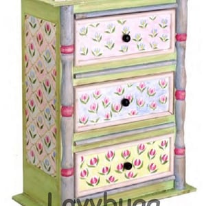 Floral Nightstand Doll Furniture for 18 inch American Girl or BJD & More Dolls Handpainted Pastel Flowers--Matches Our Lg Chest of Drawers