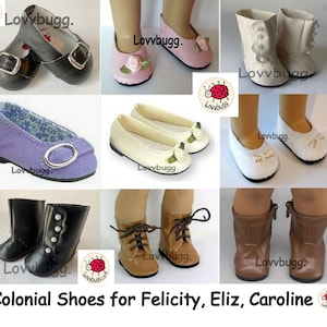 Colonial 1 Buckle Shoes and Boots for Felicity, Elizabeth and Caroline 18 inch American Girl AND Bitty Baby or Baby Born