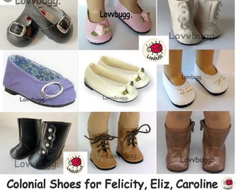 Colonial 1 Buckle Shoes and Boots for Felicity, Elizabeth and Caroline 18 inch American Girl AND Bitty Baby or Baby Born