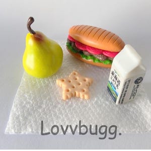 School Lunch Food Set with Hoagie Oval Sandwich for 18 inch American Girl Doll Accessory Add to Lunchbox You Have Already