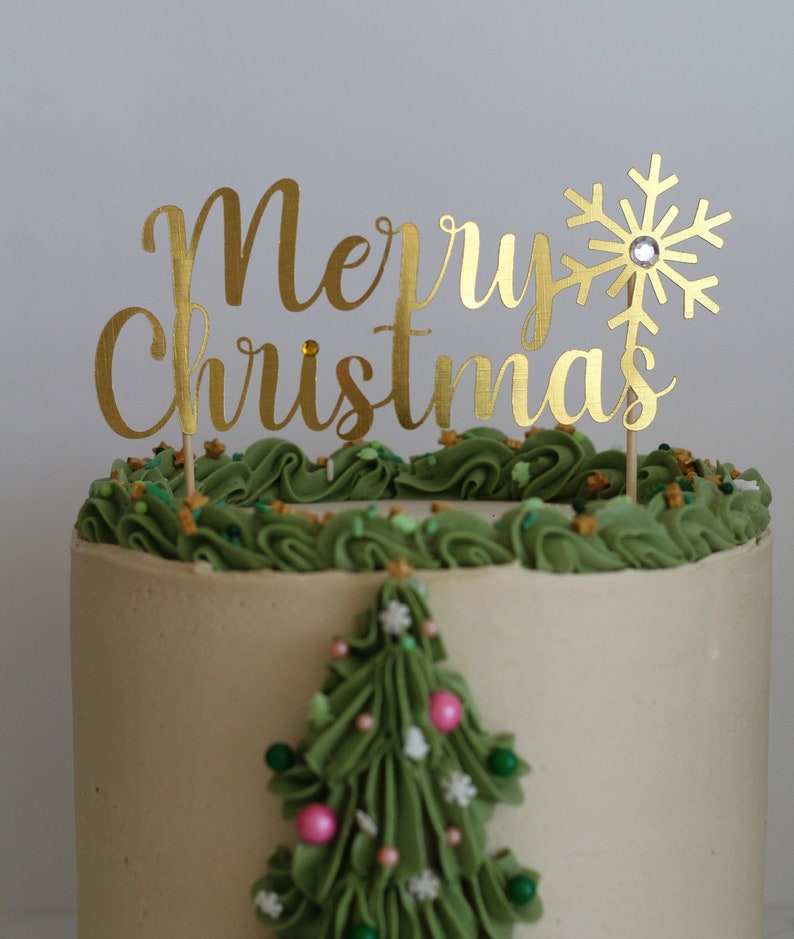 Merry Christmas Cake Topper - Etsy