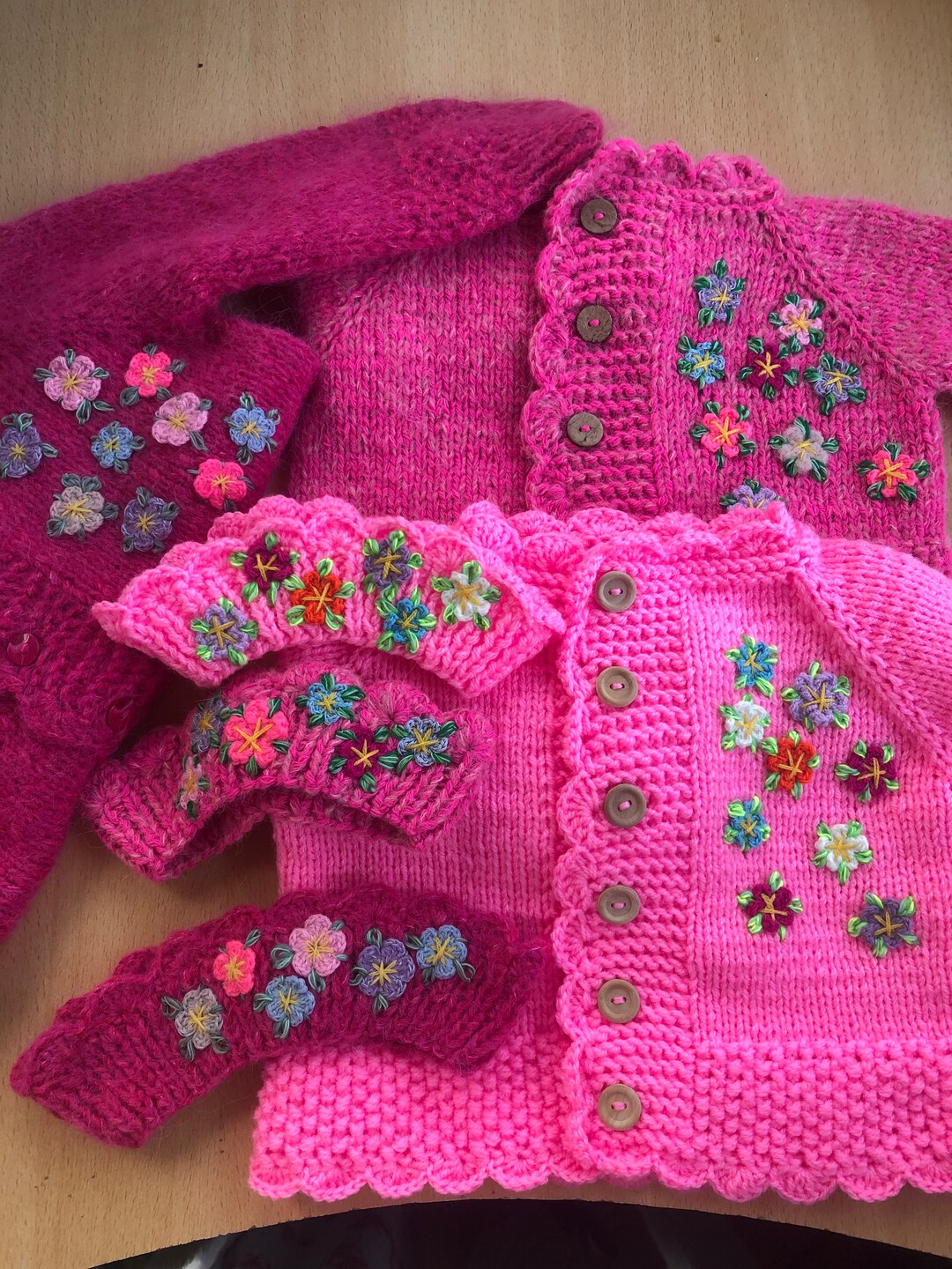 Hand Knit Embroidered Baby Cardigan: Crochet Flower Outfit - Etsy