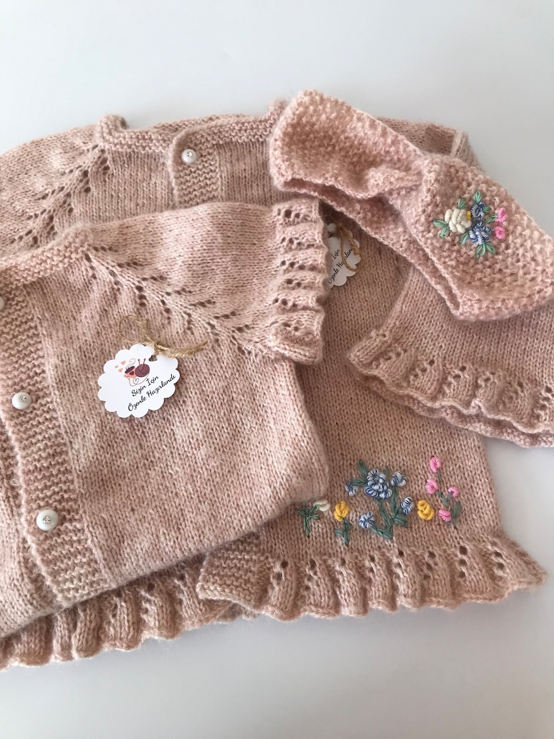 Hand Knitted Baby Girl Set Baby Girl Cardigan Baby Vest Etsy
