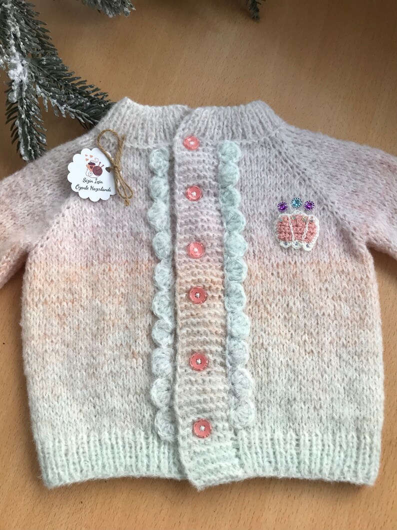 Baby Girl Cardigan for Cristening, Ombre Embroidered Baby Cardigan for
