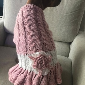 Cable Knit Dog Dress, Personalised Jumper, Cat Sweater Custom Dog and Cat Lover Gift