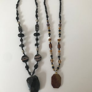 Primitive Unique Necklace for Men or Women, Tribal Necklace, onyx  Pendant Boho Necklace, Mens Necklace, Ethnic Choker, Unisex Necklace