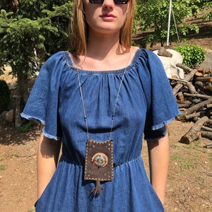 Beaded medicine bag, buckskin medicine bag, beaded necklace, Shaman Bag, Amulet Pouch to wear around your neck, handmade  Rosary case-