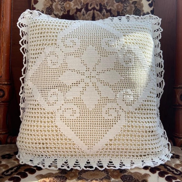 Crochet Lace Pillow Etsy