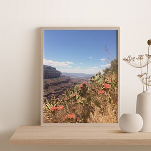 Grand Canyon Desert Florals, Cactus Wall Art Print, Southwestern Landscape, Instant Download
