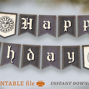 Witch birthday decor, dark party garland, Gothic birthday banner, Halloween whimsigoth, Goth aesthetic printable, Dark academia birthday