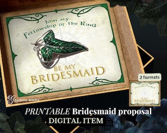 Bridesmaid proposal card for medieval fantasy wedding, DOWNLOAD maid of honor invitation, fairy wedding printable supplies, magical proposal