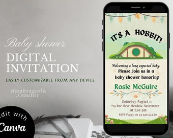 Fantasy baby shower digital invite, baby customizable evite, fantasy birthday DIY invitation, Hobbitcore party, cottagecore download