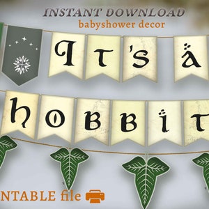Magical Baby shower Banner, PRINTABLE hobbitcore party,  party, baby fantasy party, cottagecore baby, hobbitcore baby, epic medieval party