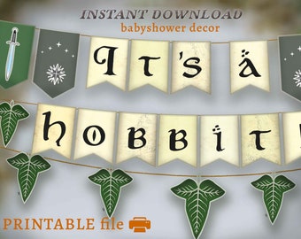 Magical Baby shower Banner, PRINTABLE hobbitcore party,  party, baby fantasy party, cottagecore baby, hobbitcore baby, epic medieval party