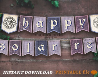 witchy birthday banner, whimsigoth aesthetic decor, INSTANT DOWLOAD astrology party garland, witchy bday decor, DIY celestial tarot party