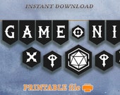 game night banner, gamer wall decor, dungeons and dragons printable, DnD printable, Game night banner, fantasy diy party, d&d gifts