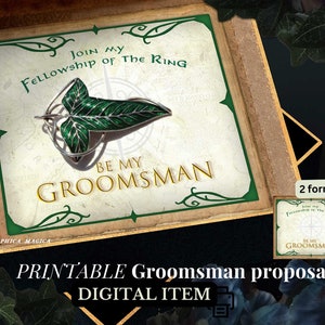 Carte de proposition de garçons d'honneur pour mariage fantastique, TÉLÉCHARGER l'invitation par tag meilleur homme, fournitures imprimables de mariage médiéval, proposition de hobbitcore